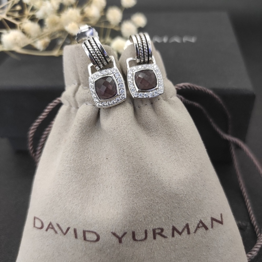 💠 NWT David Yurman 7mm Square Stone Diamond Halo Earrings